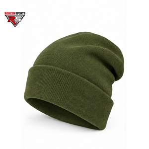 Gorro de punto verde oliva con forro de satén, suave, 100% acrílico, gorro de invierno con puño grueso de acrílico para mujeres y hombres, gorros cálidos. - Product Image 2
