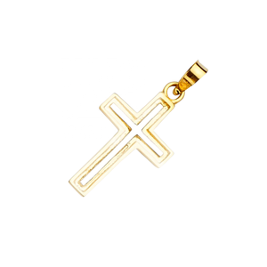 Pendentif croix silhouette plaqué or 14K bijoux religieux de couleur unie de haute qualité pour hommes et femmes - Product Image 2