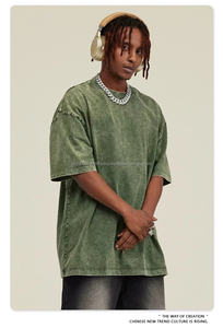 Camiseta desgastada vintage lavada con ácido de algodón pesado 100%, camiseta de calle con logotipo personalizado, camiseta de hip hop de gran tamaño para hombres - Product Image 5