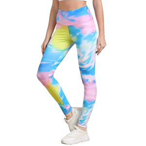 Leggings pour femmes effet tie-dye, taille haute, imitation jean, extensibles, jeggings, pantalon de yoga, décontracté, pour tous les jours - Product Image 4