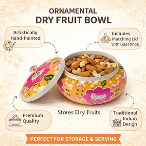 Round metal Food <b>Storage</b> <b>Container</b> With Lid Floral Design Airtight <b>Kitchen</b> Use Party Occasion - Product Image 2