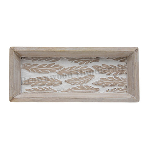 Plateau de service en bois de manguier sculpté à la main de qualité supérieure, forme rectangulaire personnalisable, fourniture directe d'usine pour les restaurants et les hôtels - Product Image 1