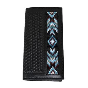 Portefeuille long bohème à fermeture éclair avec gravure perlée et protection RFID - Product Image 1