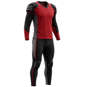 Ensemble de maillot de football sans manches pour homme, rouge et noir, col en V, respirant, anti-humidité, taille élastique ajustée, uniforme en polyester - Product Image 5