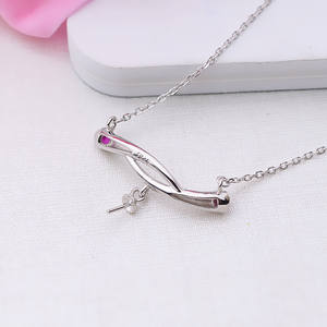 Pendentif en argent S925 à faire soi-même, chaîne de style coréen 7-15, accessoires avec perle, support creux, semi-fini - Product Image 5