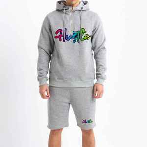 Custom High Quality Plus Size Breathable Spring Streetwear Two-Piece <b>Workout</b> Fleece Joggers Shorts Unisex Men's Tracksuit <b>Hoodie</b> - Product Image 6