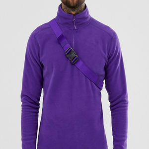 Sweat-shirt à col rond pour homme, couleur unie violet, coupe régulière, épaules tombantes, doublure en polaire, vêtements d'hiver - Product Image 5