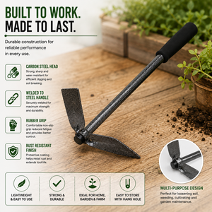 Bêche en acier au carbone avec manche en acier soudé et poignée en caoutchouc pour le jardinage, le désherbage, le labourage et les travaux agricoles - Product Image 3
