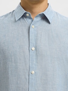 Men's Light Blue <b>Linen</b> Casual Shirt Full Sleeve Turn-down Collar Breathable Summer Wear - Product Image 4