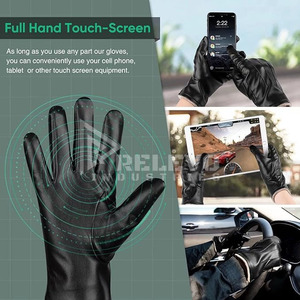 Gants unisexes en cuir PU, chauds, thermiques, compatibles écran tactile, séchage rapide et respirants, doublure en laine pour la conduite et la moto - Product Image 3