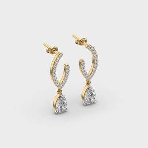 Pendientes de oro amarillo para mujer con diamantes de corte pera cultivados en laboratorio, certificados por IGI, de lujo para boda - Product Image 3