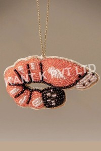 KANT K Porte-clés durable et mignon en perles de rocaille crevettes, breloque fruits de mer, pendentif de sac fait main, cadeau tendance, modèle KK052 - Product Image 2