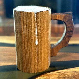 Modern Handcrafted Wooden Beer <b>Mug</b> Geometric Natural Wood Tankard Premium Rustic Beer Coffee Tea Drinking <b>Mug</b> for Home Bar - Product Image 1