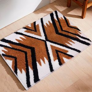 Tappetino da Bagno Bianco Boho Antiscivolo in Microfibra Assorbente e Lavabile, Tappeto Stile Fattoria per Doccia e Cucina, Design Azteco - Product Image 1