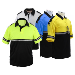 เสื้อเชิ้ตแขนสั้นสะท้อนแสงสำหรับงานรักษาความปลอดภัย ผู้ชาย แห้งเร็ว ผ้าถัก ชุดยูนิฟอร์มนิรภัย โพลีเอสเตอร์/คอตตอน - Product Image 5