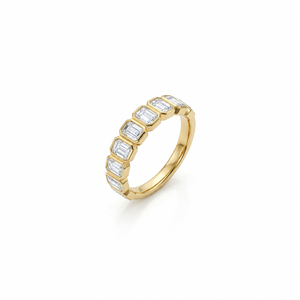 แหวนทองคำแท้ 14K ประดับมรกตทรงเหลี่ยมหกเม็ด น้ำหนัก 0.75 กะรัต ฝังแบบ Bezel ประดับเพชรทรงเหลี่ยมมรกตเพาะเลี้ยงในห้องปฏิบัติการ แหวนแต่งงานสุดหรู แหวนหมั้นสุดหรู - Product Image 3