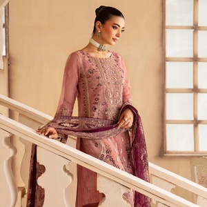 Luxe brodé indien Anarkali robes de mariée Long-Style Ramsha pelouse fantaisie faite pour les femmes vente entière Discount fête porter - Product Image 5