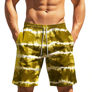<b>Men's</b> Blue Tie Dye Board Shorts Mid Waist Drawstring Quick Dry Casual Swim <b>Trunks</b> - Product Image 2