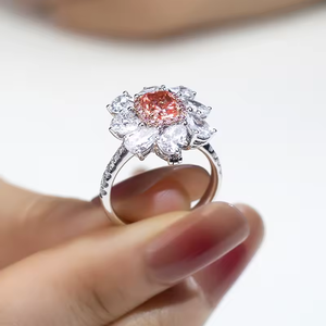 Flower <b>Cocktail</b> <b>Ring</b> 18K Solid <b>Gold</b> Pear Cut Diamond Prong Setting Luxury Women's Engagement Fine Jewelry - Product Image 5