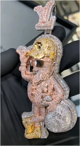 Colgante de Moissanita Iced Out con Certificación IGI, Diseño 3D de Dibujos Animados, Personalizado para Hombre, Estilo Hip Hop, Plata 925, Cadena de Oro VVS, Joyería Fina - Product Image 2