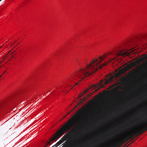 Maillot de football sublimé rouge, noir et blanc pour homme, manches courtes, col en V, en maille polyester respirante, toutes saisons - Product Image 4