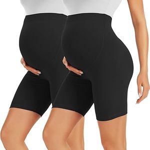 Shorts de maternité pour femmes, style motard, taille haute, extensibles, respirants, coupe ajustée, très demandés - Product Image 6