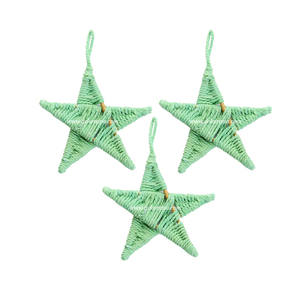 Adornos Navideños de Estrellas Tejidas a Mano, Decoración Colgante Tradicional de Cuerda de Algodón Verde - Product Image 1