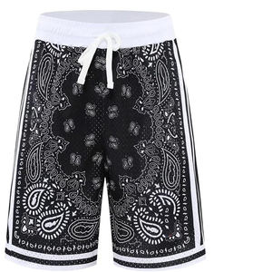 Shorts sans manches unisexe noir à imprimé cachemire avec cordon de serrage, coupe ample, en spandex, pour la course et la gym - Product Image 2