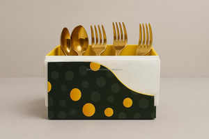 Awesome Unique Design White &Gold Color Toned Printed Wooden <b>Cutlery</b> Holder for Kitchen Wood Manufactured By FWE - Product Image 3