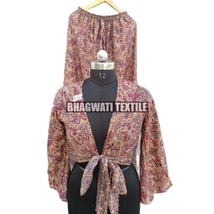 Blusa de mujer de seda vintage de último diseño estilo bohemio moda de verano ropa de playa informal impresa - Product Image 1