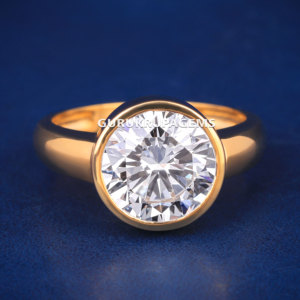 Anillo solitario único con diamante de corte redondo, chapado en oro, plata de ley 925, diamante moissanita, anillo de aspecto premium, anillo de la mejor calidad. - Product Image 1