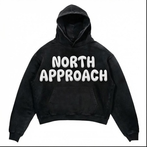 Sudadera con Capucha Extra Grande North Approach para Hombre, Negra, con Estampado de Felpa, Bolsillo Delantero, Corte Regular, Estilo Otoñal - Product Image 1