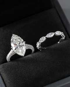 Bague en Moissanite taille Poire pour Femme, Certifiée GRA, en Argent S925, avec Micro-Pavé et Sertissage à Griffes, Bague Combinée - Product Image 5