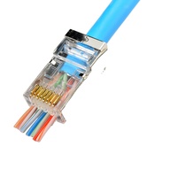 Connecteur RJ45 blindé Cat6 à branchement facile, options de placage or, contacts en bronze phosphoreux 1,1 mm pour câbles rigides/brassés, rapide