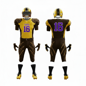 Uniforme de football américain 100% polyester respirant et anti-humidité pour adulte, logo personnalisé, haute qualité, col en V, 340g, manches courtes - Product Image 5