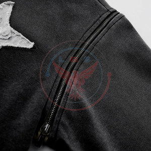Sweat à capuche décontracté pour homme, coupe ample, couleur unie, en coton mélangé, pour l'extérieur, hiver, patchwork, logo personnalisé - Product Image 4