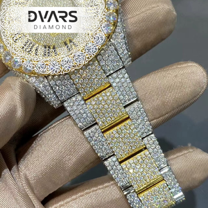 Reloj de Pulsera Hip-Hop de Aleación de Platino, Cristal con Incrustaciones de Diamantes Moissanite Color D VVS1, Correa de 20 mm, Diseño de Lujo - Product Image 5