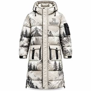 <b>Men's</b> <b>Long</b> Hooded <b>Puffer</b> Jacket Winter Windproof Thick Polyester Print Sporty Style with Zipper Closure - Product Image 5