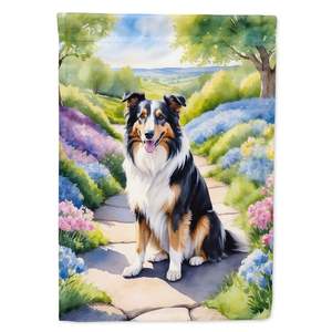 Drapeau multicolore Collie Spring Path Garden Banner Artistic Yard Banner for Patio & Flower Beds Drapeau décoratif pour boîte aux lettres - Product Image 1