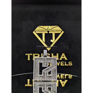 Pendentif personnalisé Hip Hop Iced Out Alphabet « C2 » en argent sterling 925 avec diamant Moissanite VVS, breloque carrée, bijoux par Trisha Jewels - Product Image 1