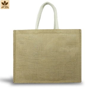 Sac fourre-tout promotionnel en jute naturel laminé, sac de shopping promotionnel 46x36.5x22 cm, logo personnalisé, vente en gros, modèle SPL121-A3 - Product Image 2