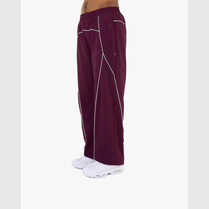OEM <b>Men</b>’s Baggy Sweatpants Loose Fit Wide Leg Streetwear <b>Trousers</b> with <b>White</b> Piping Stripes Fashion Unisex Casual Nylon <b>Trouser</b> - Product Image 5