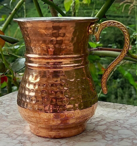 Mug à sirop moderne en cuivre martelé fait main, petit, écologique, empilable, recyclable, avec poignée, pour fêtes, miel, expresso - Product Image 2