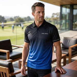 Polo Personalizado para Hombre en Degradado Negro y Azul, de Alto Rendimiento, para Golf, Tenis, Uniformes Corporativos, con Tecnología de Absorción de Humedad, OEM, ODM - Product Image 3