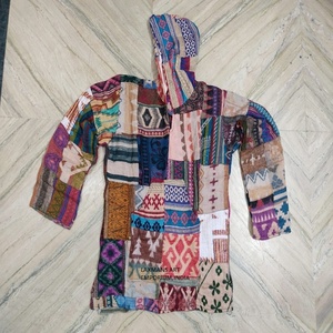 Patchwork Printed <b>Jackets</b> Wholesale Printed Acrylic Woolen Patchwork Hoodies <b>Jackets</b> Fashion <b>Hippie</b> <b>Jackets</b> From India - Product Image 2