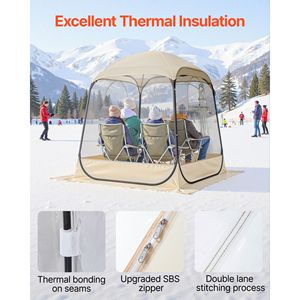 Tenda Sportiva Pop-up Trasparente 63x63 Pollici per 2-4 Persone, Impermeabile, con Tappetino e Copertura Superiore, Strato Singolo, Igloo da Giardino - Product Image 5