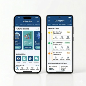 Application éducative RoyalCraft pour Android/iOS pour les étudiants, cours en ligne, matériels d'étude, vidéos, exercices, tests, développement des compétences - Product Image 3