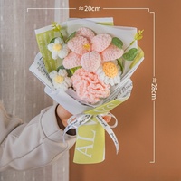 Bouquet de fleurs artificielles en fil tricoté, lys et œillets, cadeau pour la fête des mères