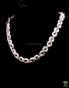 <b>Infinity</b> Link Chain VVS1 Quality Round Cut Moissanite Diamond Pass 925 Sterling Silver Tester Round diamond Bezal settings gift - Product Image 1