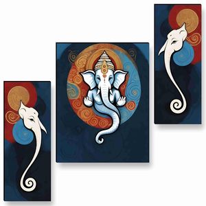 Daystar Trade Ganesh Art Ensemble de sculptures murales en métal, design géométrique abstrait, sculpture murale moderne, salon, paquet unique rond - Product Image 1